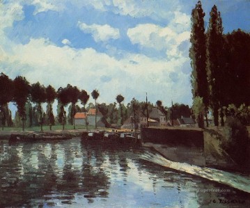 the lock at pontoise Camille Pissarro Landscapes river Oil Paintings